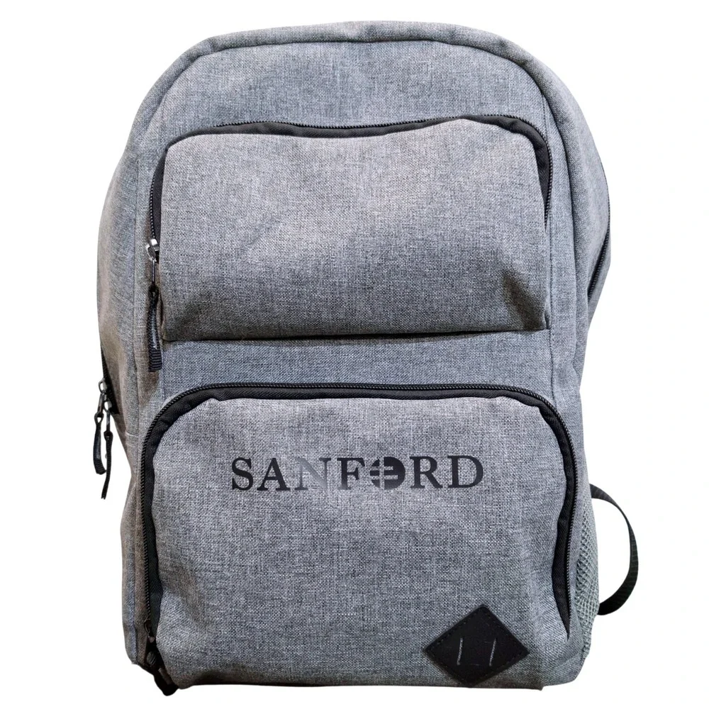 Sanford Gray Heathered Backpack‎ School Laptop Bag Padded Straps Multi Pocket